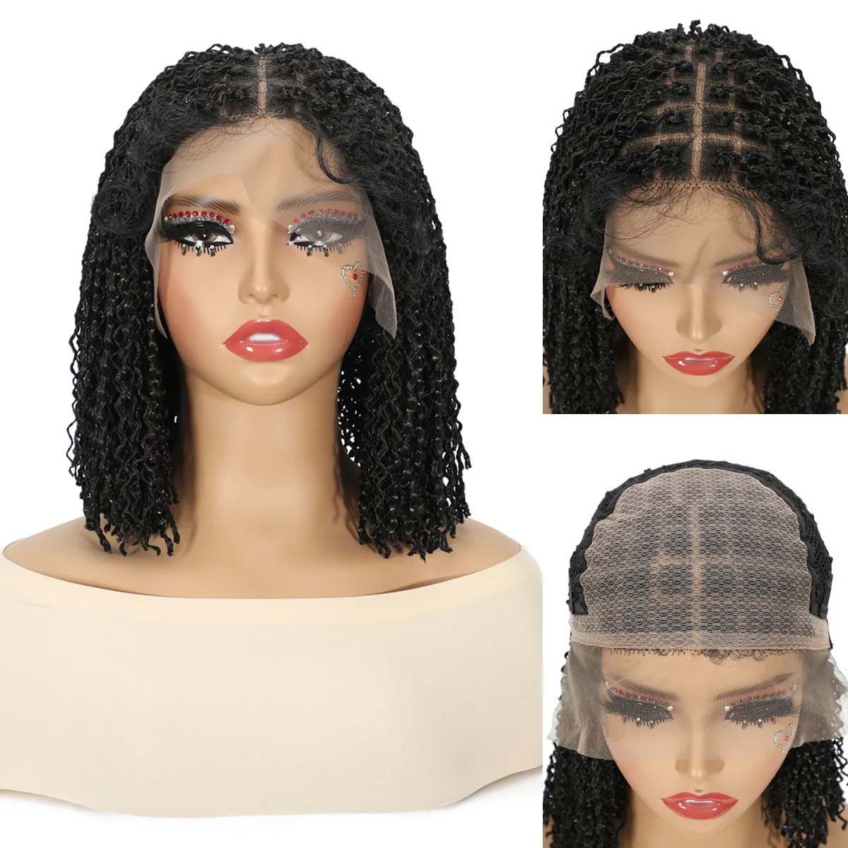 

Synthetic Hair Lace Front Wig Female Short Bob Braided Wigs Deep Curly Wigs for Woman 13*6 Lace Front Wigs on Clearance Sale