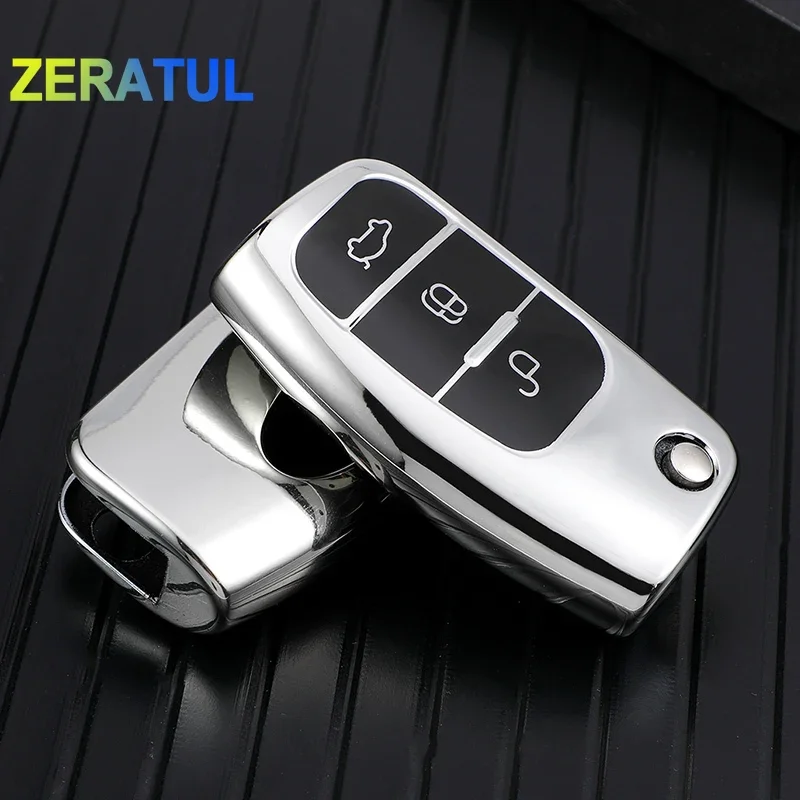 TPU Car Flip Key Case Cover For Ford Focus 2 MK2 Fiesta Mondeo Galaxy Falcon Territory Ecosport Shell Fob Protector