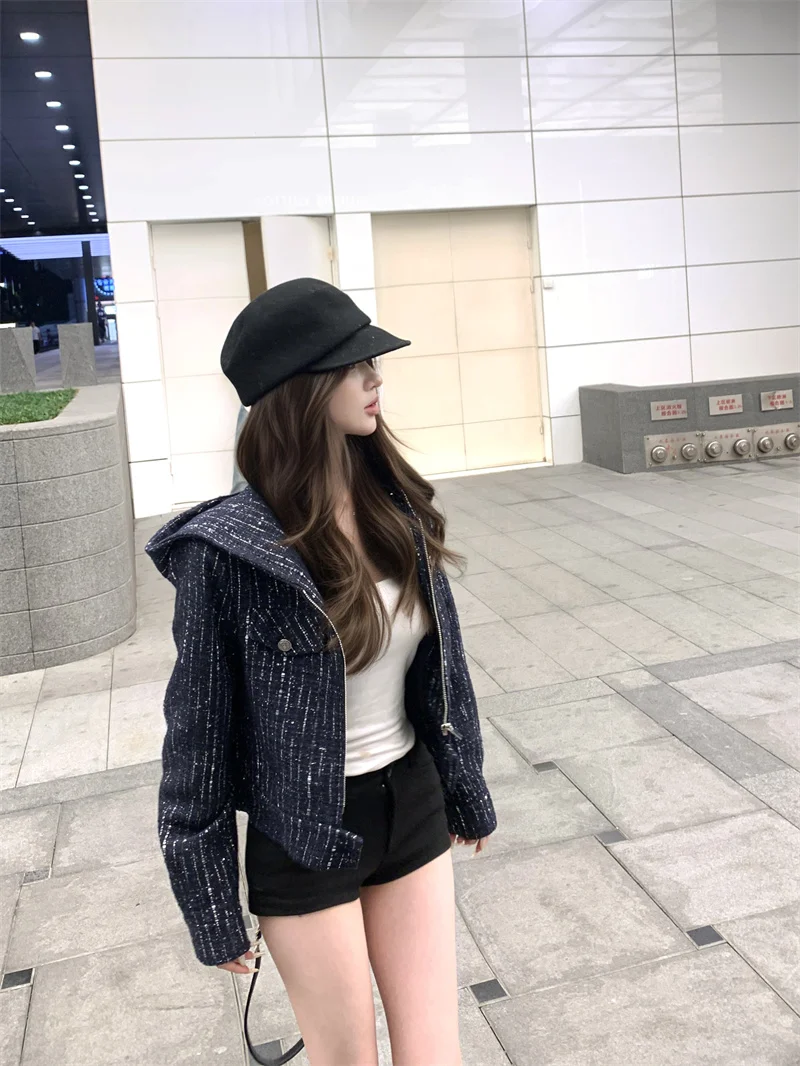 

Kumikumi Chic Long Sleeve Hooded Jacket Women's Summer Slimming Versatile Quality Top Commute Style Loose Fit Short Coat