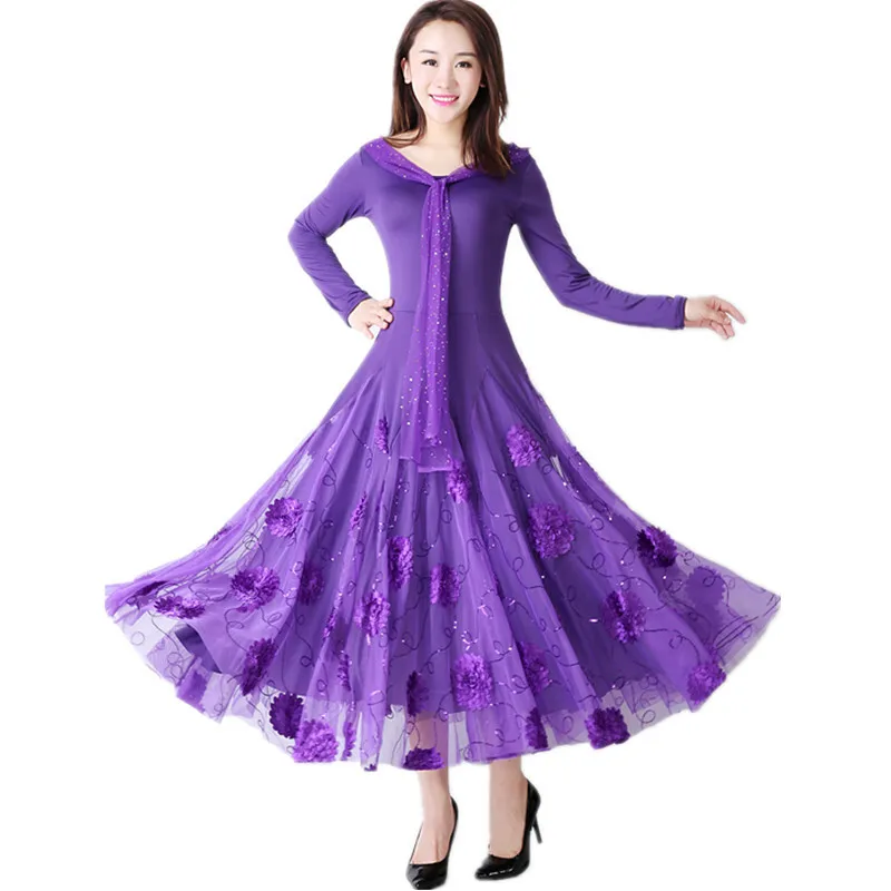 Elegant Modern Women Dance Purple Performance Dress, Friendship Dress, Waltz Tango Holiday Party Dance Dress Competition