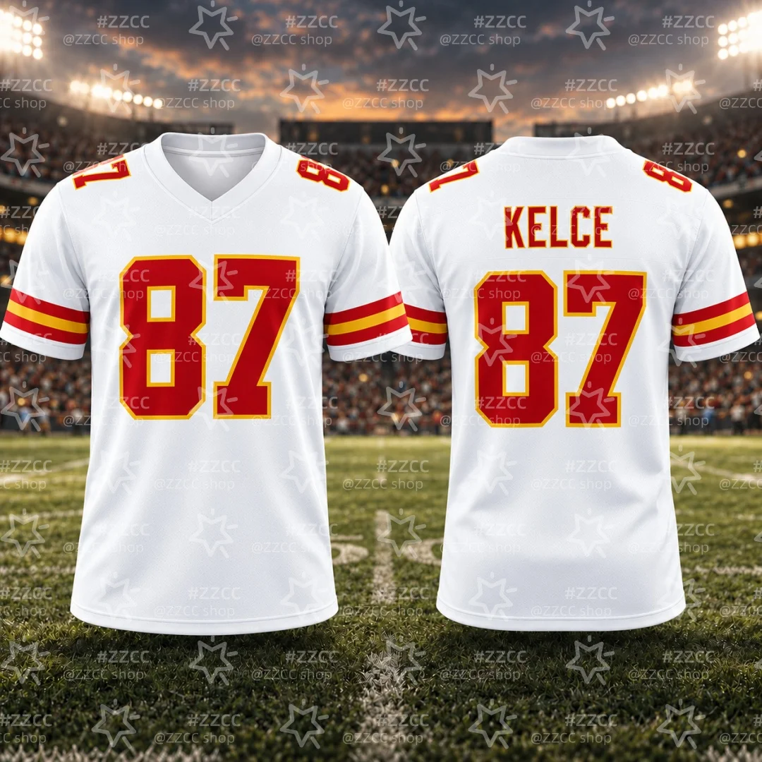 26-27 Herren # 87 Travis Kelce Football-Trikot, Sport-T-Shirt, schnelltrocknendes Fan-Rugby-Shirt für den Spieltag, Damen-T-Shirt, Kinderbekleidung ﻿ – Detail 3