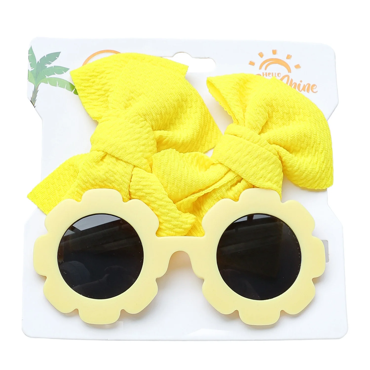 3 Piece Of Children\'s Bow Hair Clip Sunglasses Set Cute UV Eye Protection Toy Suite