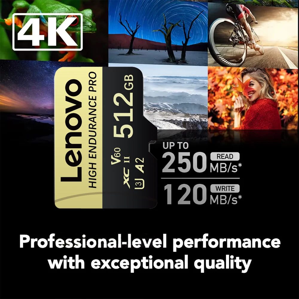 Original Lenovo Micro TF SD Card 2TB High Speed U3 Memory Card Class10 V60 TF Card 1TB 512GB For Phone/Drone/PC