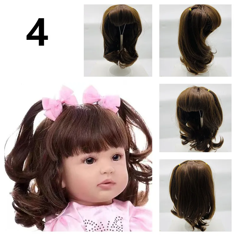 Short Brown Golden Reborn Dolls BJD Doll Hair Wig Fits Doll Head Circumference About 35cm/41cm Doll Hair Accessories