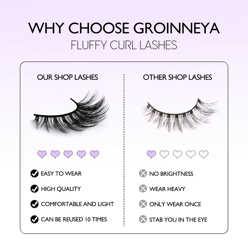 10 pares de pestañas postizas naturales y esponjosas, wispy, tiras de volumen 3D, curva D, para maquillaje 6