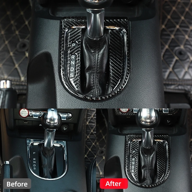 For Ford Mustang GT 2015-2021 Accessories Carbon Fiber Interior Car Gear Shift Box Panel Cover Trim Frame Decorative Kit Sticker
