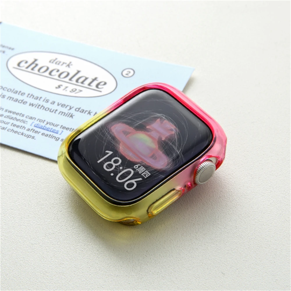 INS-Cute Gradient Jelly Candy Color Case para Apple Watch, 45mm, 41, 40, 44, 42, Coréia Bumper Protector para iWatch Series 9, 8, 7, 6, 5