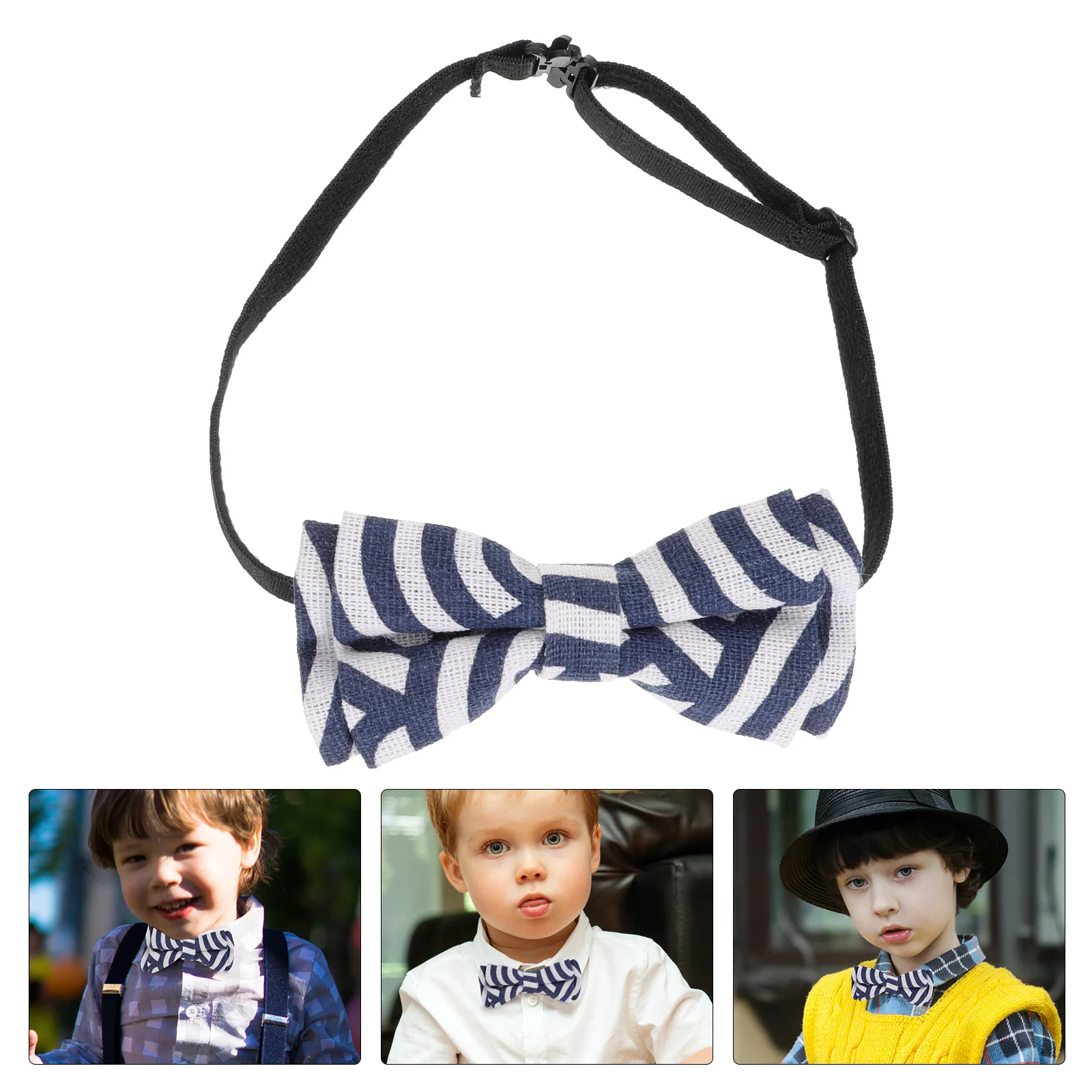 2 Stuks Blauw En Wit Gestreepte Kids Bowtie Verstelbare Pre-Gebonden Nekband Voor Kinderen Jurk Past Shirts Party bruiloft School Event