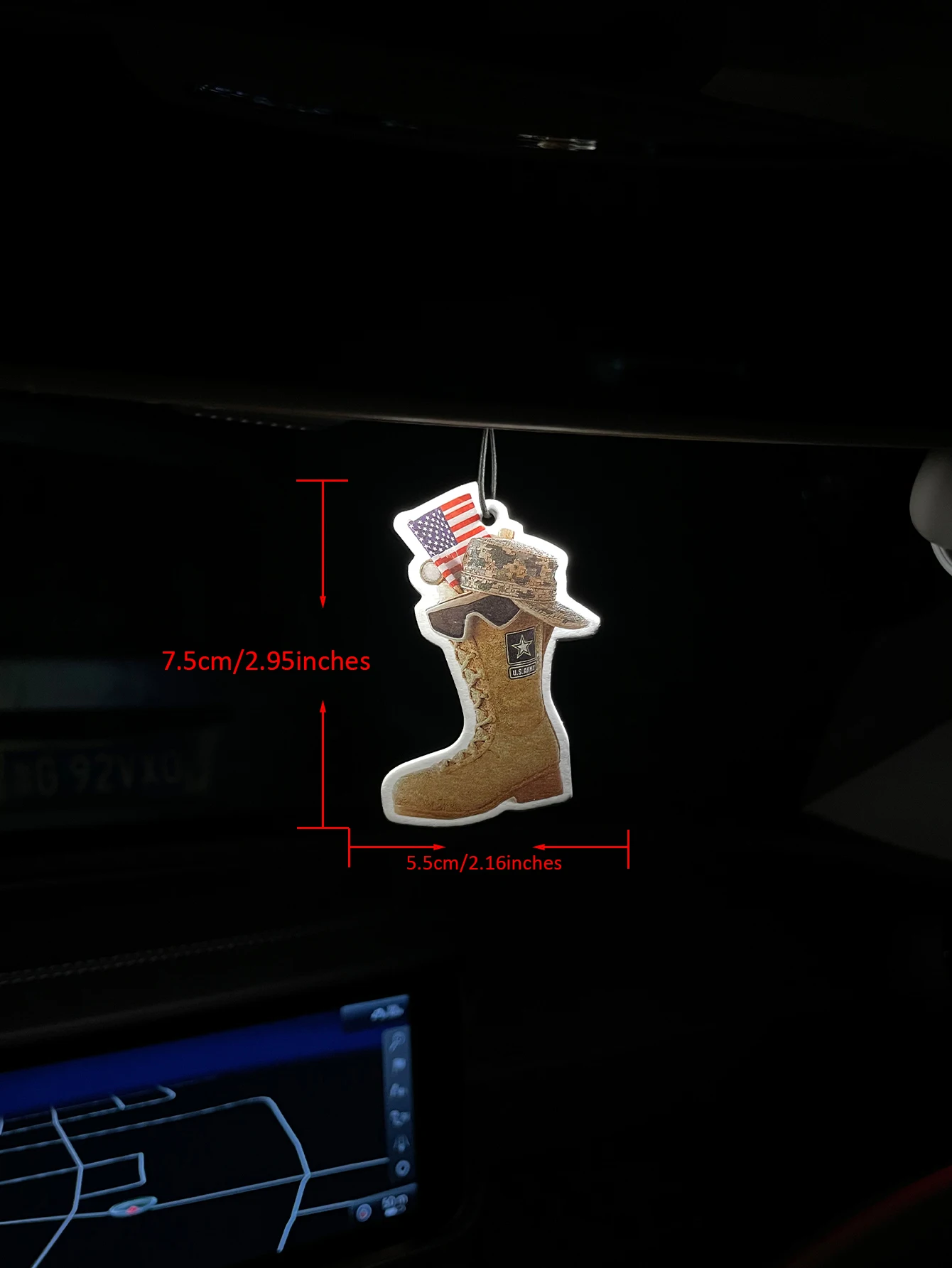 U.S. Army Combat Boot With Military Hat & American Flag Hanging Car Air Freshener, Natural Plant‑Derived Scent Paper Air Freshen