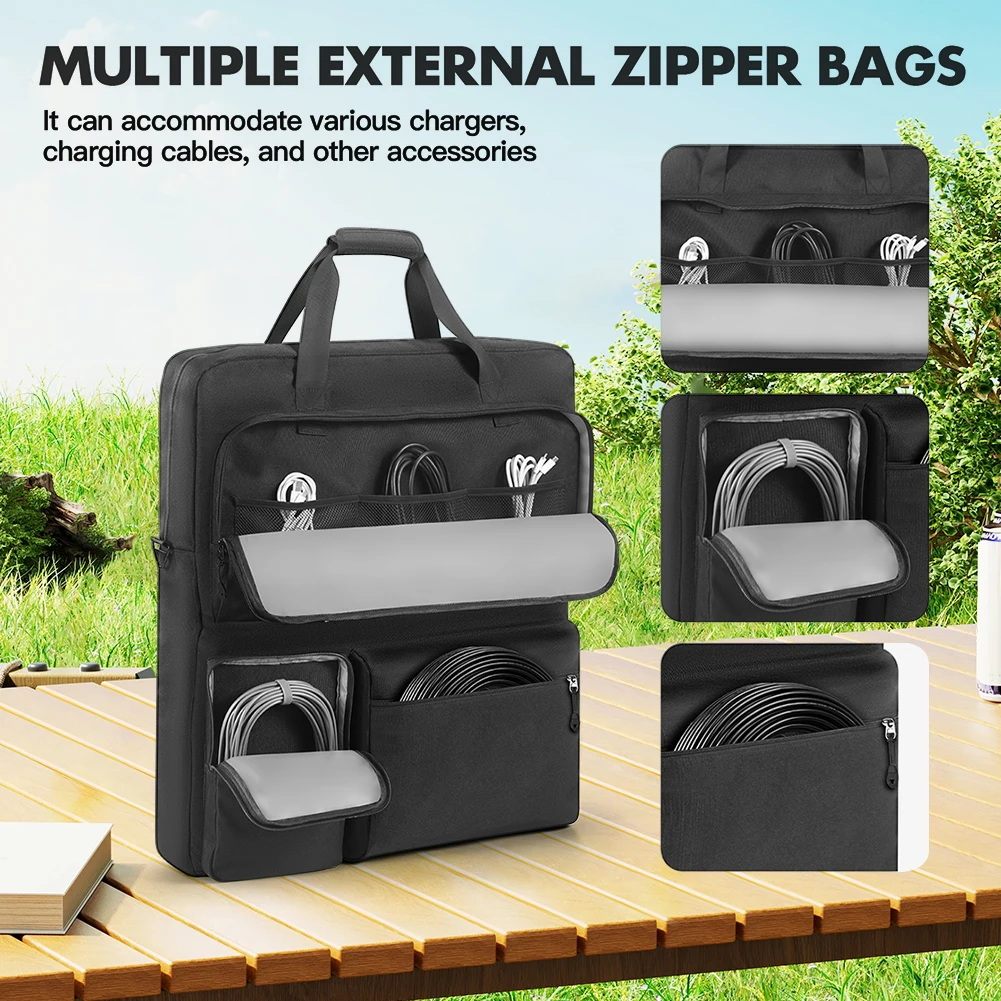 Solar Board Protective Handbag Waterproof Portable Protection Shoulder Bag Multi-Pocket for Portable Solar/BLUETTI 100W & 200W