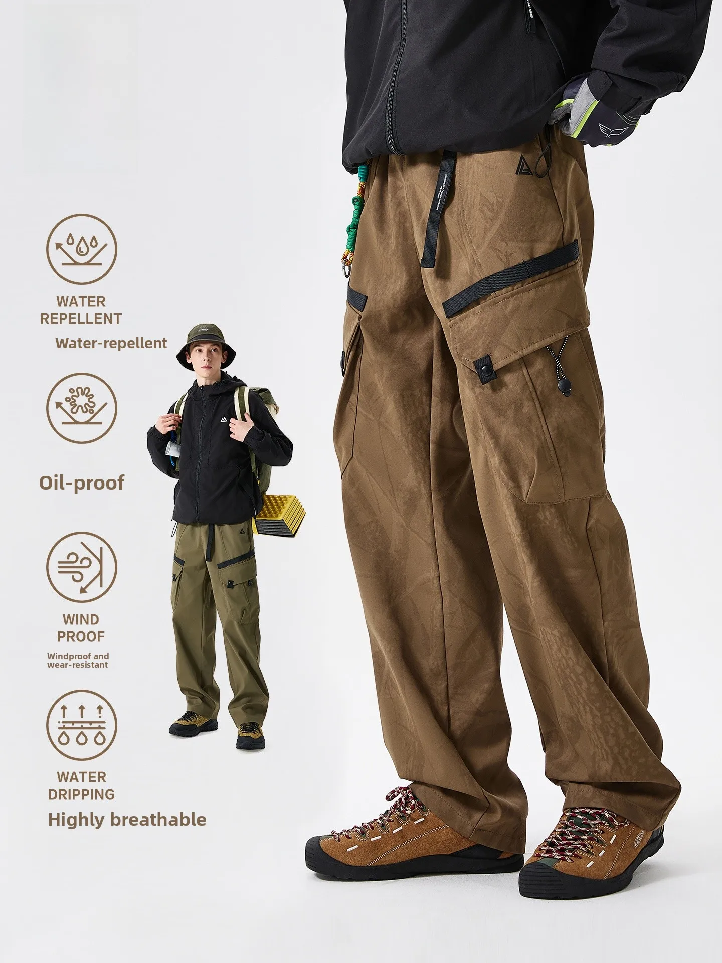 LAZY DAY Men's Outdoor Hiking Trousers Waterproof Wear-resistant Straight Leg Workwear Pants Spring Autumn Climbing Trousers