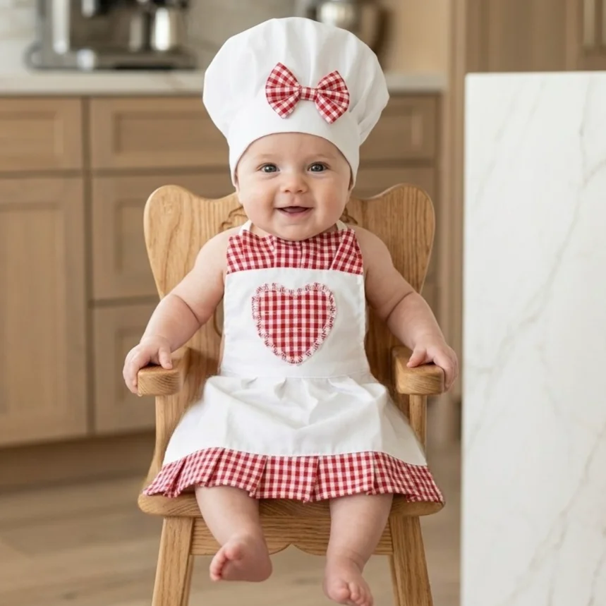 

Реквизит для фотосъемки новорожденных: комплект одежды повара | Детский костюм горничной с полосатым фартуком и шляпкой | Аксессуары для фотосессии младенцев