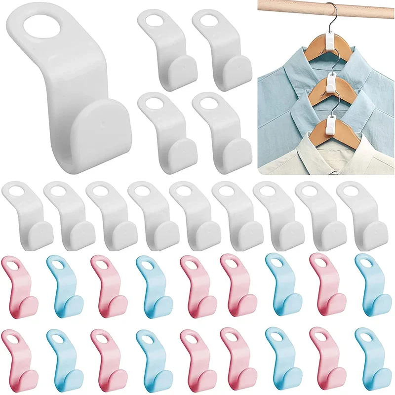 10/5Pcs Wieszaki na ubrania Oszczędność miejsca Haczyk do szafy Wieszak kaskadowy Plastikowe klipsy przedłużające Organizer na ubrania