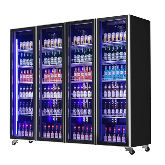 Congelador vertical de una sola temperatura con puerta de vidrio para bares y supermercados, enfriador de cerveza
