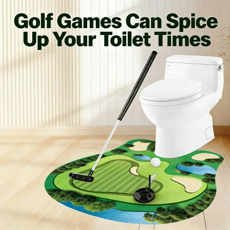 Golf Balls Game Set Mini Indoor Putting Green Toy for Toilet Bathroom Funny Entertainment Golf Perfect Gift for Dad or Boyfriend