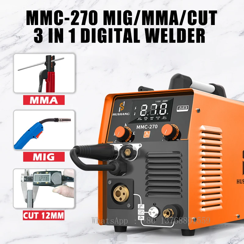 220V Digital Inverter CO2 MAG Manual Metal Arc MMA Plasma Cut MIG Welder 110V NO Gas MIG Portable Welding Machine 3 In 1