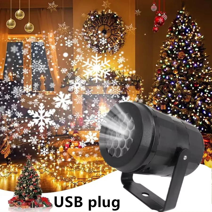 Snowflake LED Christmas Lights Projector - Used for Landscape Decoration Snowflake Lighting at Christmas New Year Birthday Party