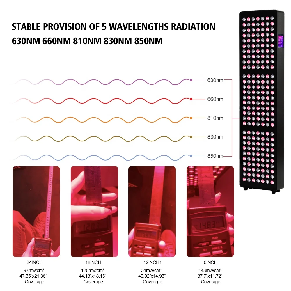 AZURE OEM ODM Standing Type Touch Screen 880x220mm Size Full Body Lamp PDT Machine Infared Device Led Red Light Therapy Panel
