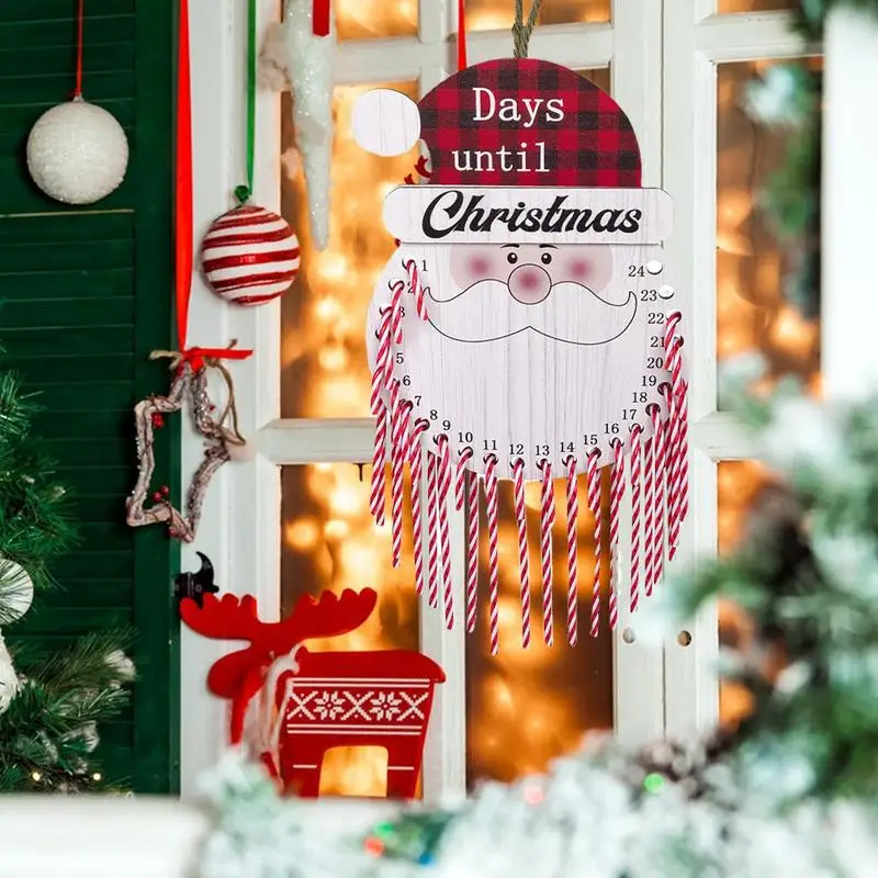 عيد الميلاد العد التنازلي التقويم ، حلوى قصب مع الخشب العد التنازلي المجلس ، التفاعلية مكافحة تتلاشى ديكور عيد الميلاد ، 24 قطعة
