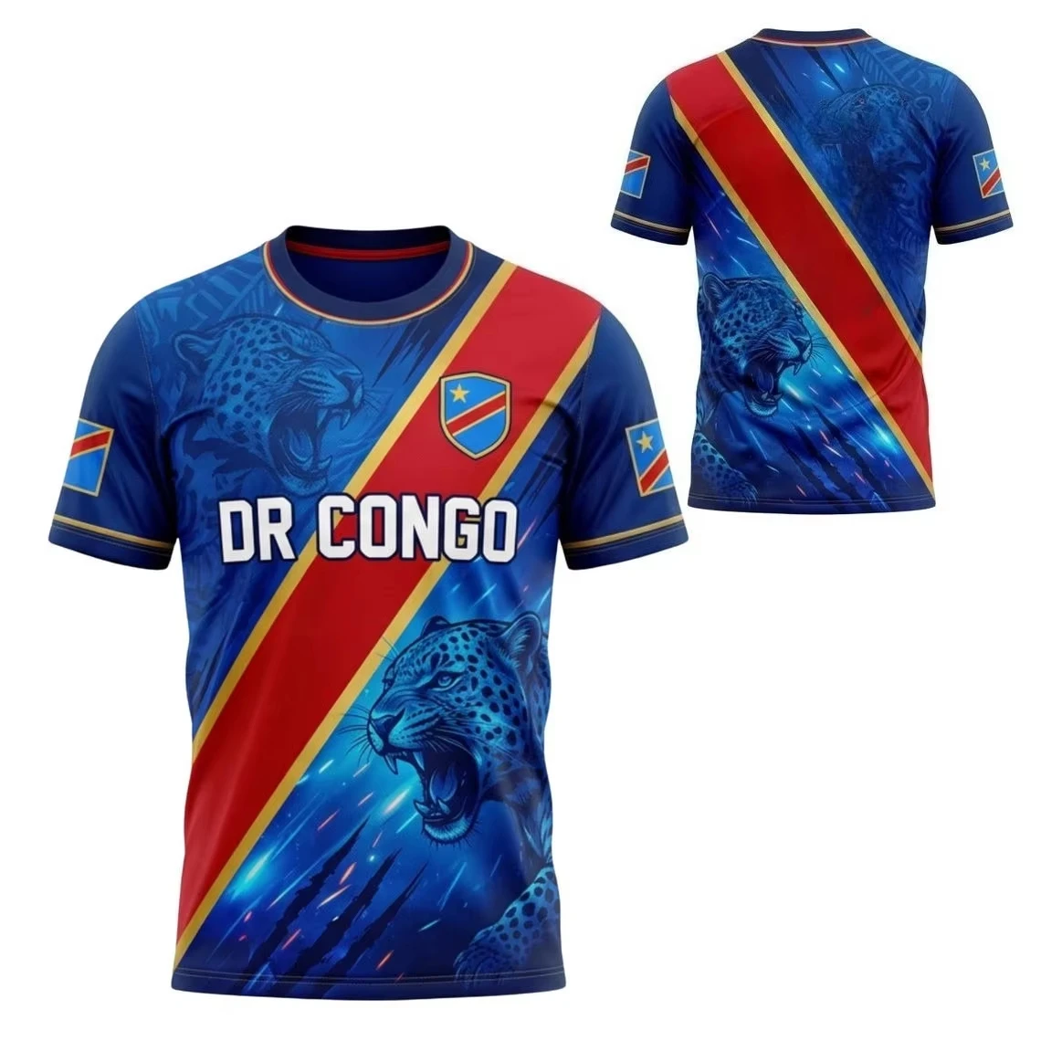 Image of 2026 Demokratische Republik Kongo Spezielles Fußballtrikot T-Shirt für Herren und Damen Top Fußball-Fan-Geschenk Sommer Herrenbekleidung