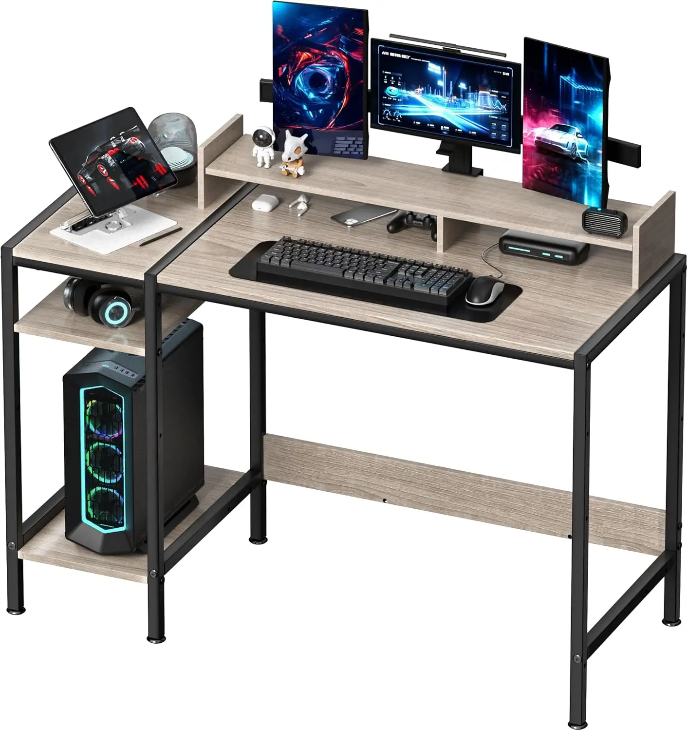 

Computer desk -39 inch home office desk with storage space, game desk with monitor stand