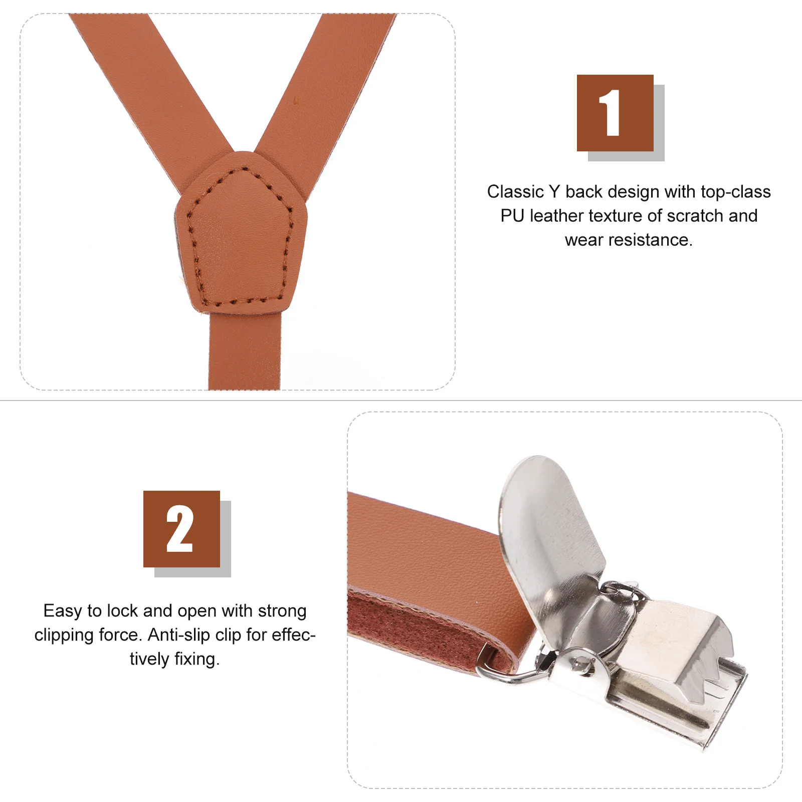 Bretelles marron réglables à Clip sur le dos en Y, accessoire pour pantalons résistants aux rayures, convient à 153 à 176cm pour hommes et femmes