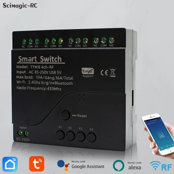 4ch Tuya Wifi Smart Switch AC 220V 85-250V 7-32V 10a Relais intelligente Automatisierung modul Controller arbeiten mit Alexa Google Home