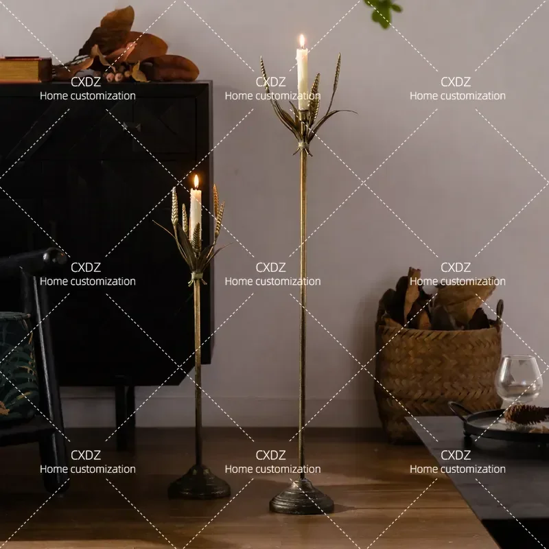 Retro Floor Candlestick Holder Home Living Room Decor Wedding Photography Atmosphere Props Vintage Style Ornament