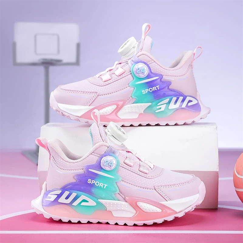 

Autumn Girls Stylish Athletic Sneakers New Fashion Design Lightweight Kids Causal Shoes School Non-slip Children Pu Leather Shoe