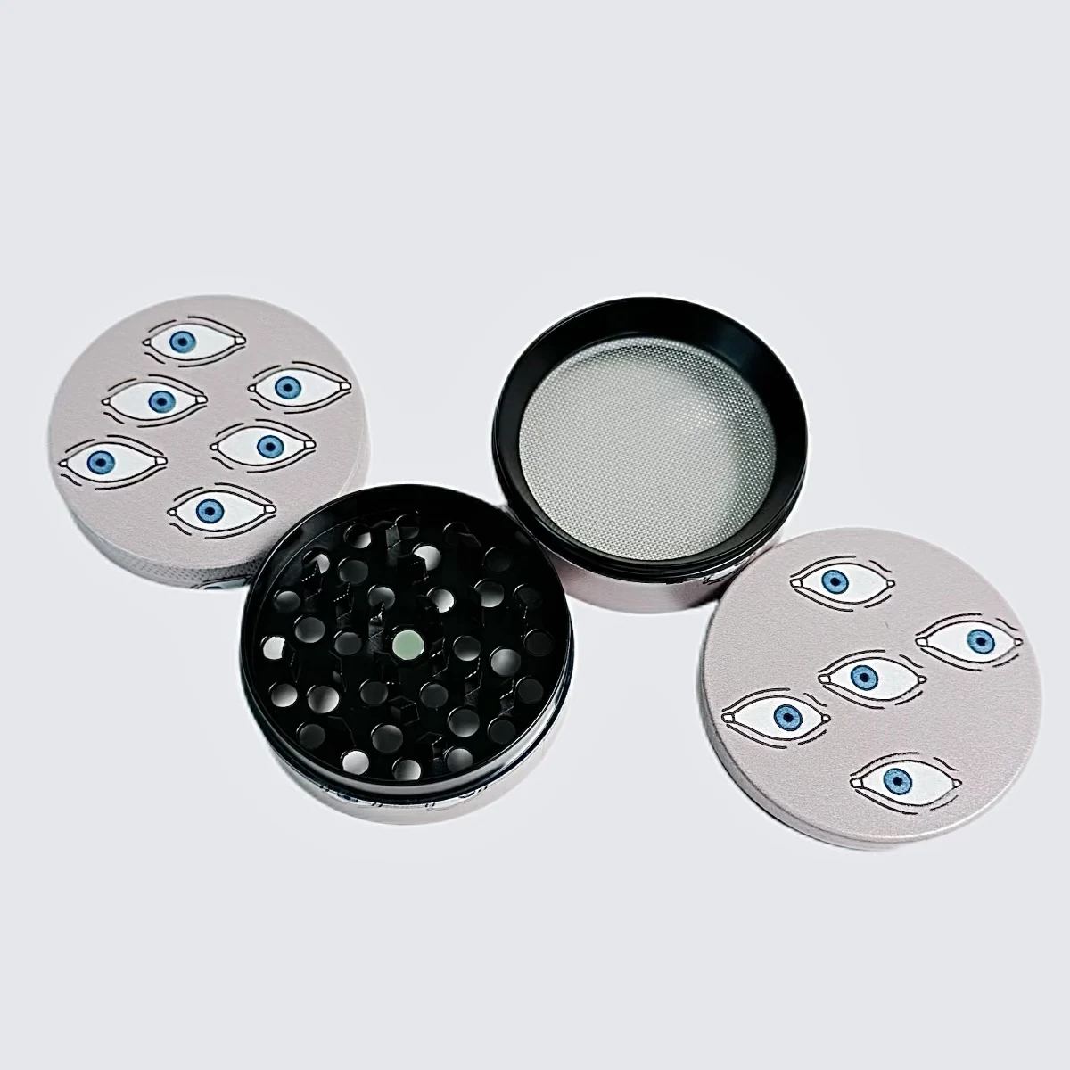 2 inch 5cm Blue Eye Pattern 4 Layer Zinc Alloy Herb Grinder Magnetic Closure Metal Manual Smoking Tool Tobacco Grinder Gift - view 3