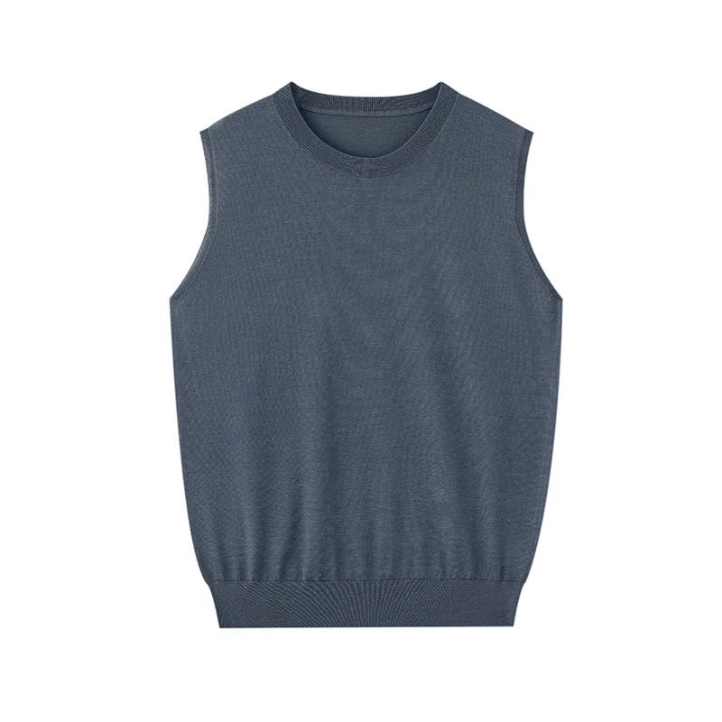 Hot Sales Summer Lyocell and Mulberry silk Blend Tops Women's Casual O-neck Sleeveless Knitted Pullover Soft Comfortable Black