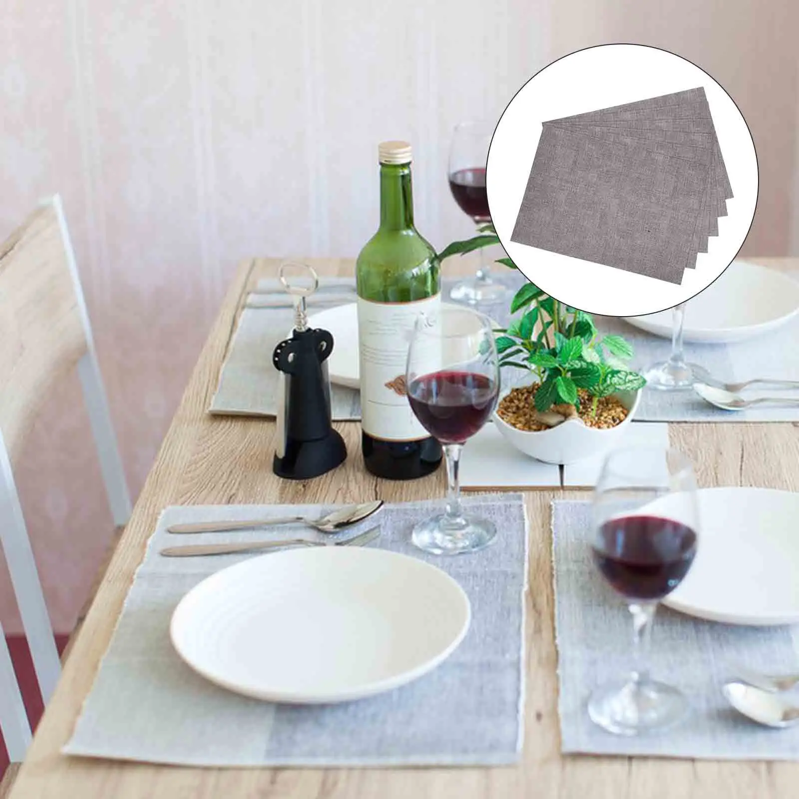 

6Pcs Faux Waterproof Placemats Rectangle Heat Resistant Dining Table Mat Cutlery Rest Home Hotel Grey Dinner Table Mats