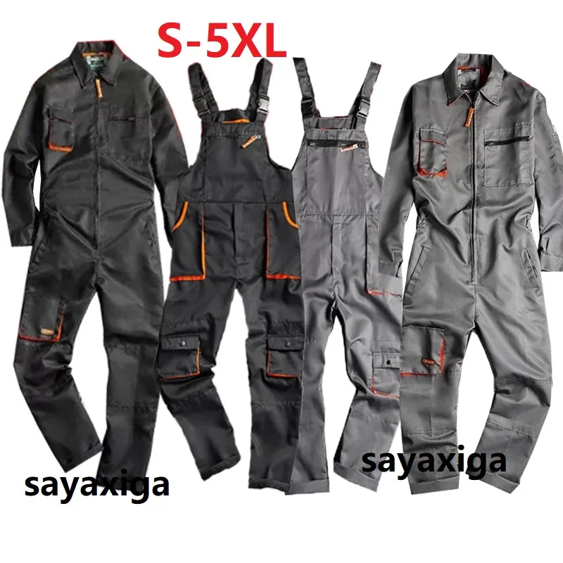 

wholesale Men Long Sleeve Cargo Overall Bib Pants Zipper Pockets Rompers Jumpsuit Fashion Labor Casual Coveralls Plus Size S-4xl