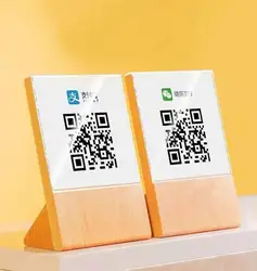 10x10cm Acrylic Label Price Plate QR Code Wooden Stand Coffee Restaurant Store Display Box  Shelf Customizable 1pcs