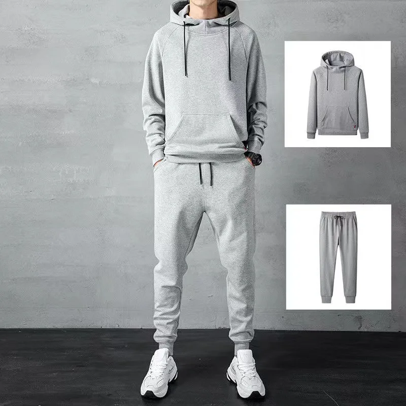 الرجال العصرية قلنسوة بسحاب رياضية الكورية فضفاضة الحد الأدنى 2025 الخريف الشتاء طويلة الأكمام السراويل رياضي دافئ متعدد المشهد #5