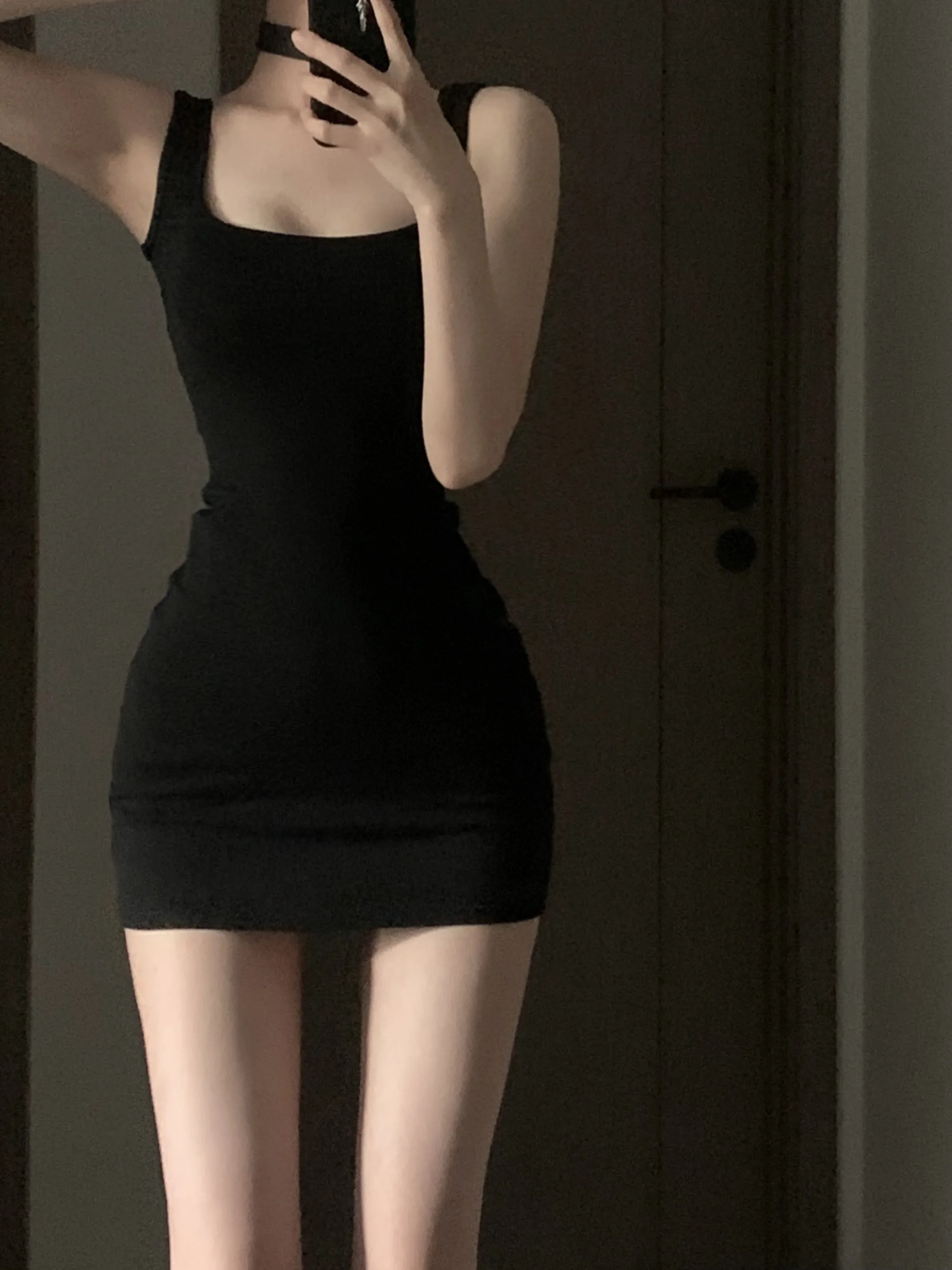 

Slim Fit Bla Dr with Belt Pure Desire Spicy Girl Square Collar Tight Body Dr Sister Sle Strapl Bodycon Dr