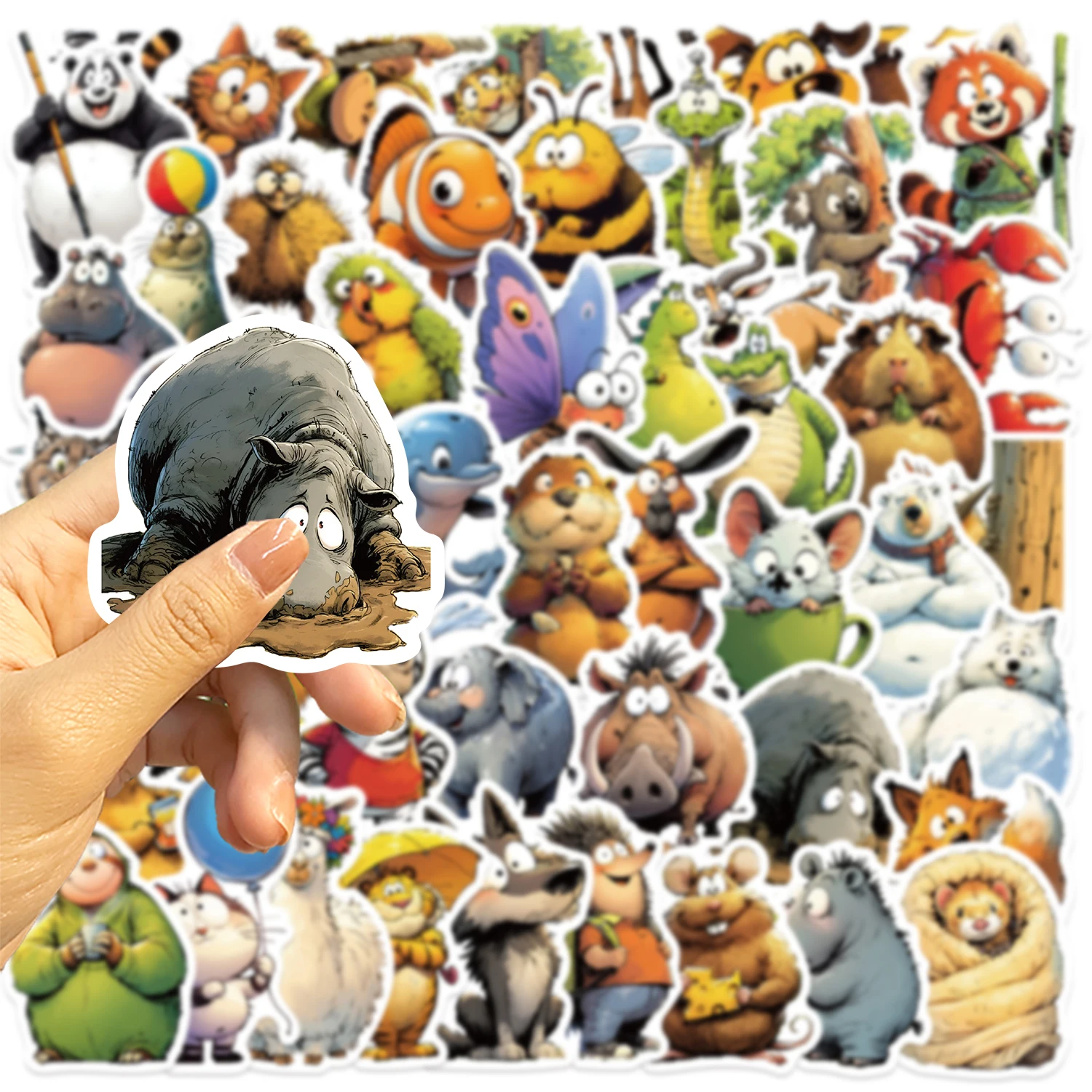 50 pezzi di cartoni animati divertenti animali graffiti adesivi per bambini decorativi chitarra notebook bagagli decalcomanie fai da te adesivo impermeabile