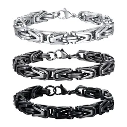 Chunky Byzantine Chain Bracelets For Men Boys,v-shape Stainless Steel Chain Link Wristband,vintage Jewelry Accessories Men Gifts