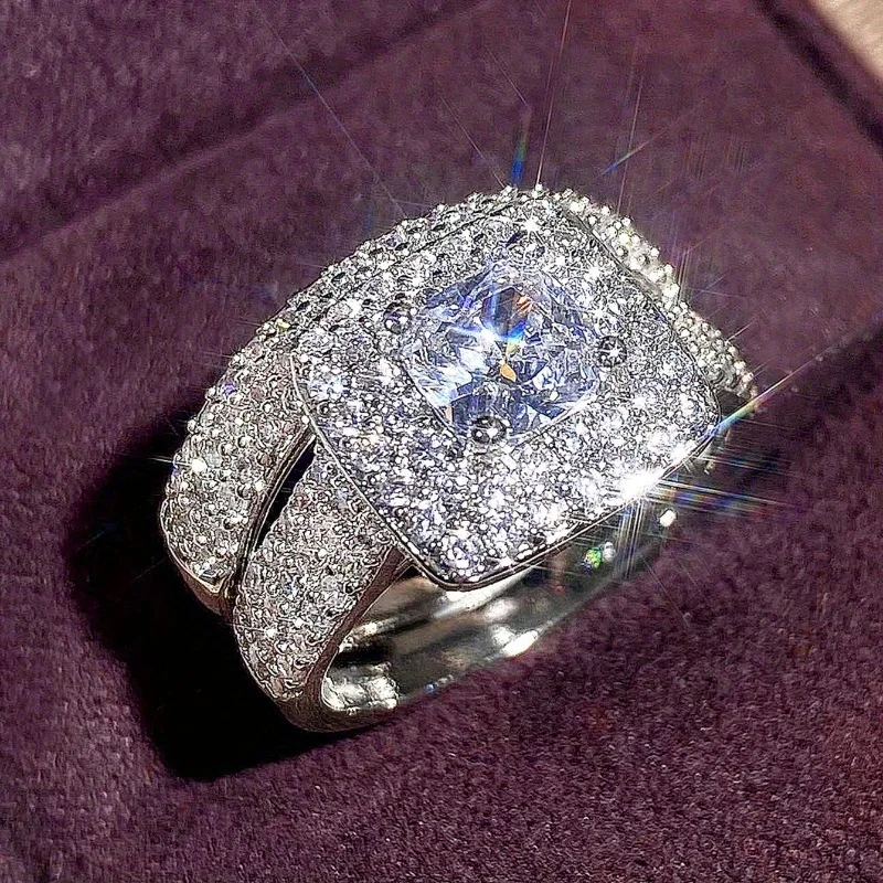 2 piezas/juego. Anillo de compromiso para mujer con circonita cúbica ovalada de 4 garras, de gran tamaño y diseño delicado. Anillo sencillo, personalizable, ideal para uso diario, fiestas, compromisos, aniversarios. Un regalo bonito y económico para ella.