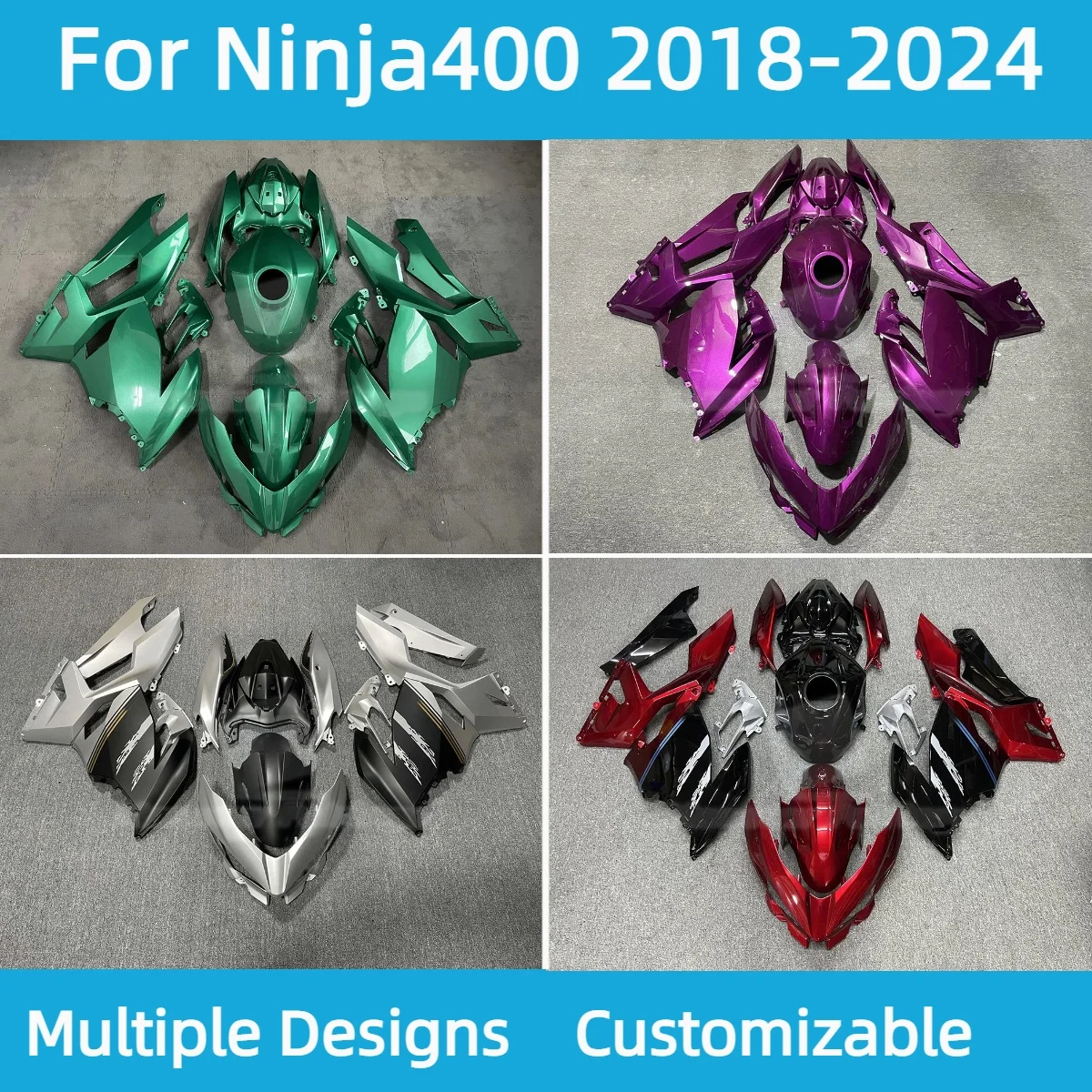 

Injection Fairing Set Ninja 400 2018-2024 Motorcycle Aftermarket Fairings for Kawasaki Ninja400 18-24