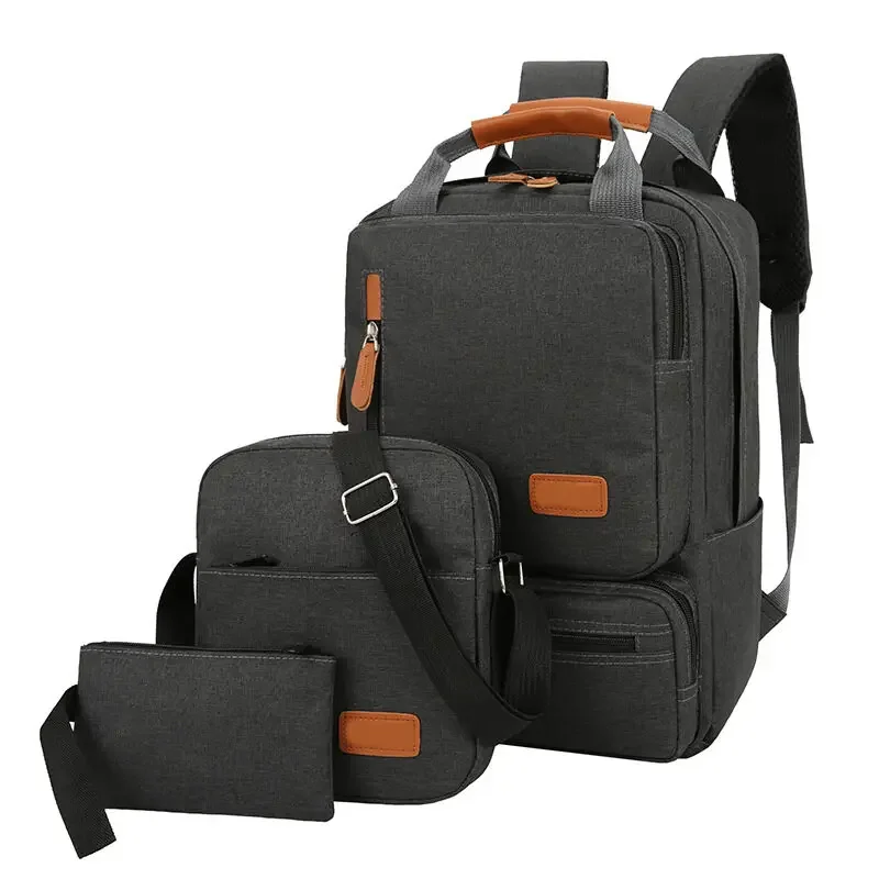 

3 Pieces Men's Casual Business Laptop Backpack 15 Inch Travel Anti-theft Backpacks