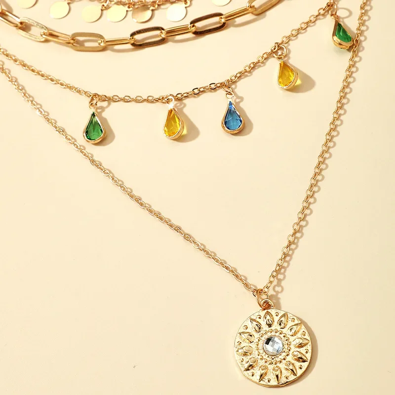 New Bohemian Multilayer Handmade Beads Chain Necklaces Set Fashion Vintage Tassels Crystal Pendant Jewelry For Women Accessories image 3
