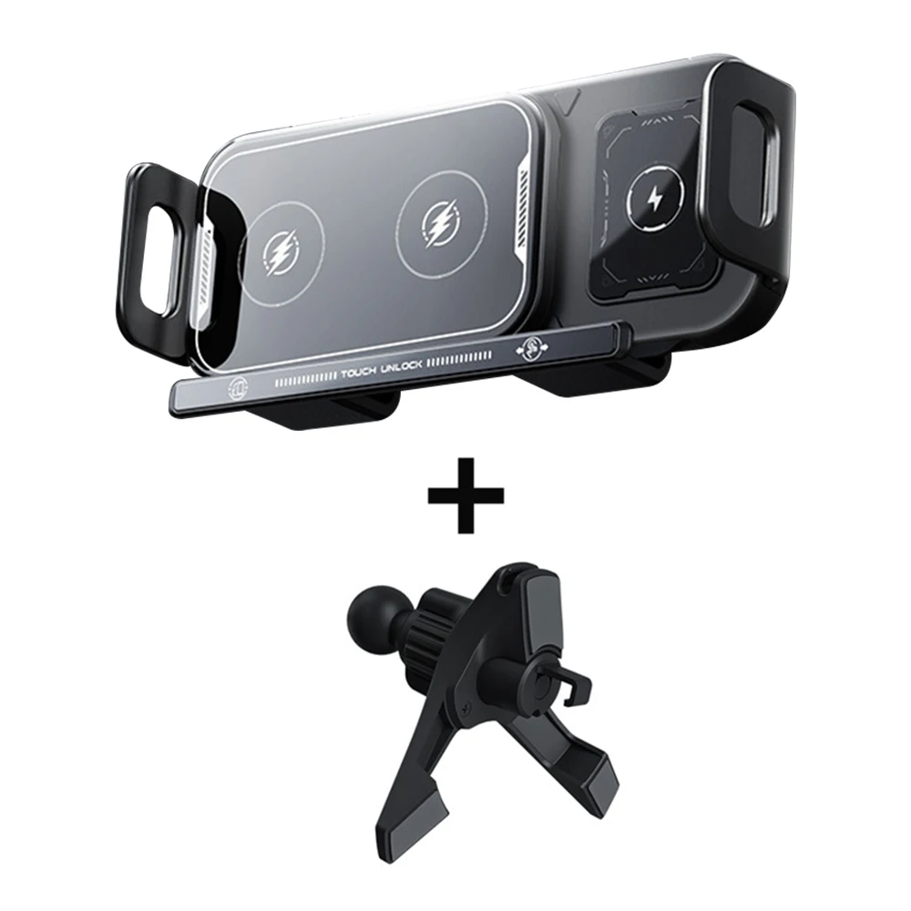 Auto draadloze oplader Dual Coil Fold Screen Auto snellaadstandaard voor Samsung Galaxy Z Fold 6 Flip 3 Air Vent Autotelefoonhouder