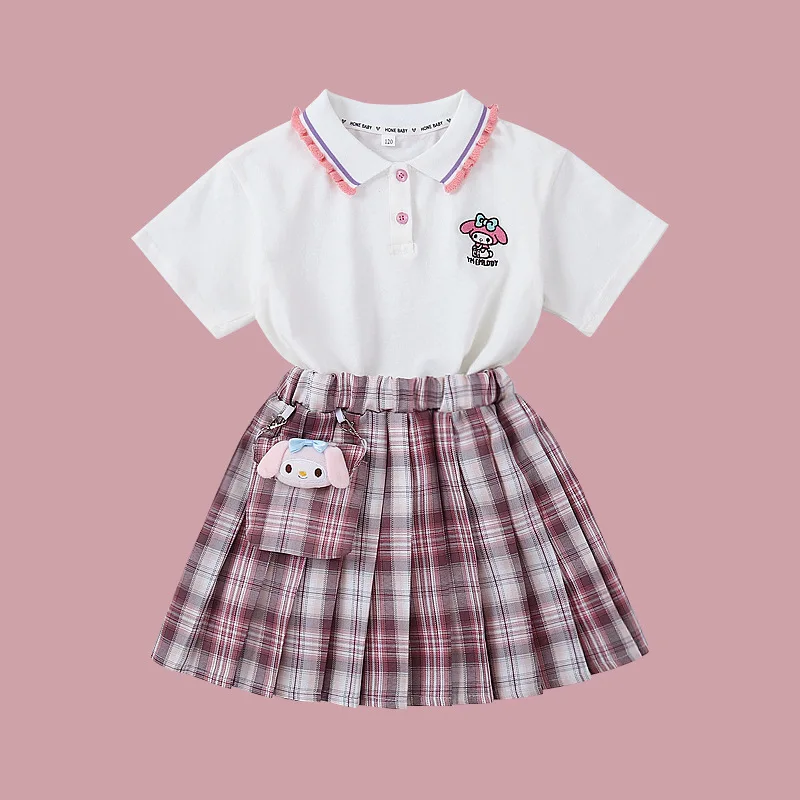 

Sanriou Pleated Skirt My Melody Polo Shirt Two-Piece Set Short Sleeve Short Skirt College Style Jk Cotton Cartoon Festival Gift