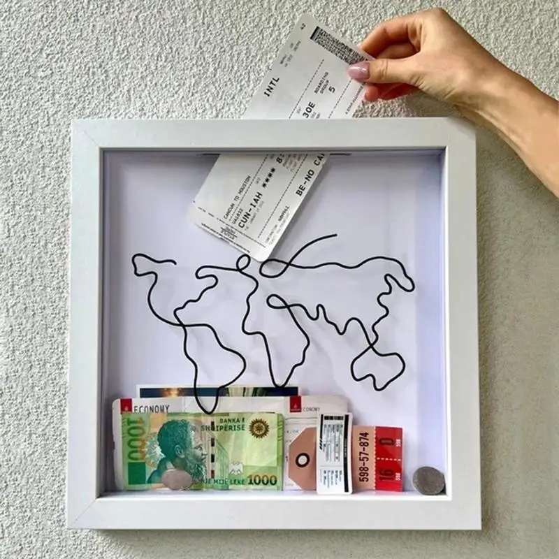 Creative Adventure Archive Box Ticket Storage Box Postcard Souvenir Storage Box Map Box Photo Frame Deposit Box