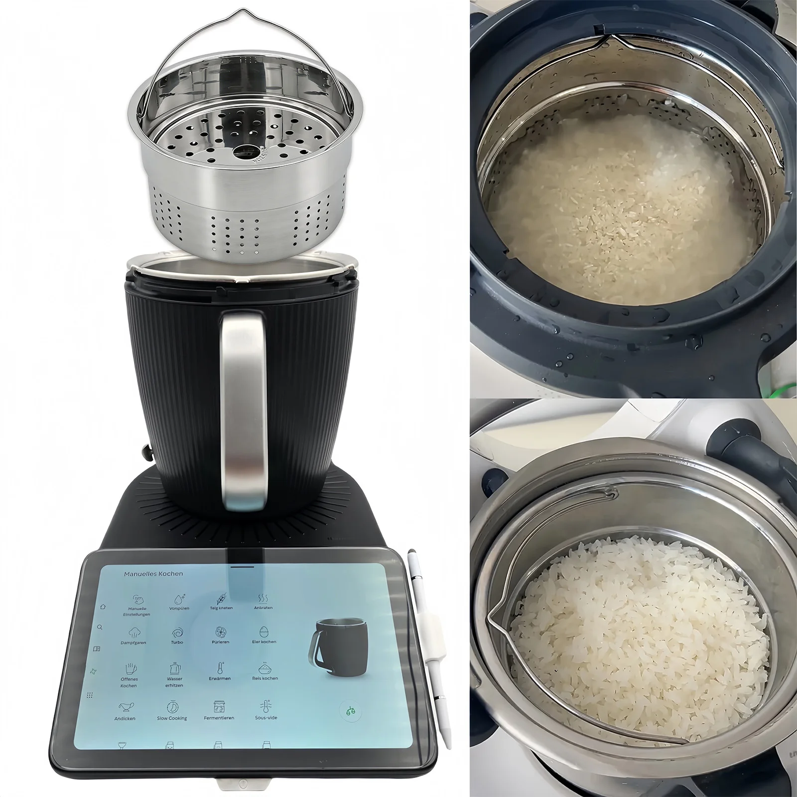 TM7 Stainless Steel Steamer Rack Insert For Pot Thermomix TM7 TM5 TM6 Rice Cooker Steaming Basket Kitchen Accessories