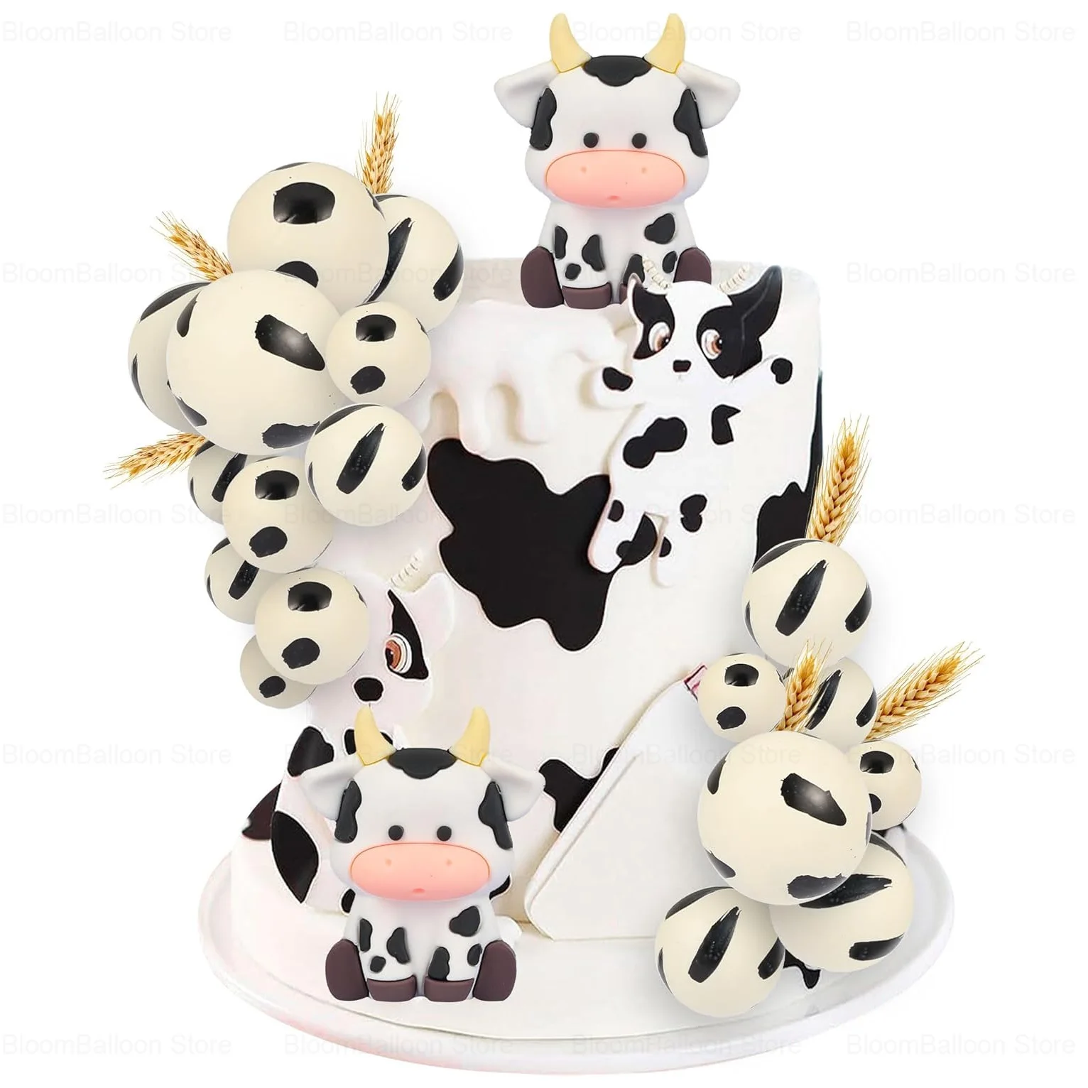 

21Pcs Cow Cake Topper Cow Foam Balls Cake Toppers for Birthday Party Decoration Kids Baptism Farm Theme Baby Shower Supplies