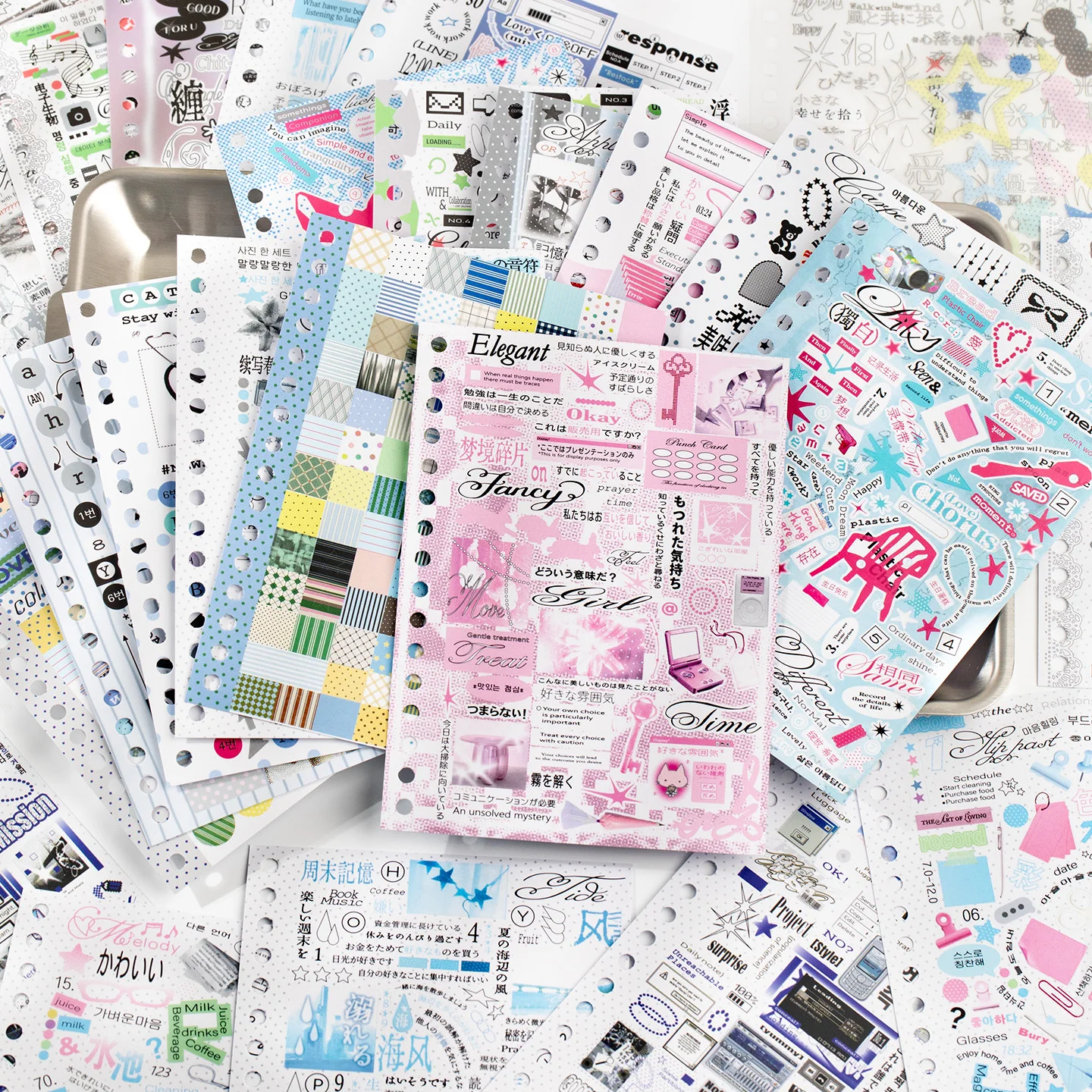 30Pcs Dream‑island Text‑style Clear Coated‑paper Sticker Book, Letter Star Label Stickers for Journal DIY