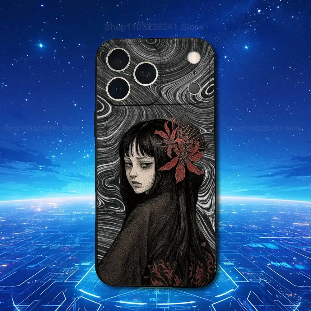 حافظة T-Tomie J-Junji I-Ito Comics لهاتف iPhone 11,12,15,14,13,16,17,Plus,Pro Max,XS,X,XR,SE,Mini,8,7,Soft Silicone Black