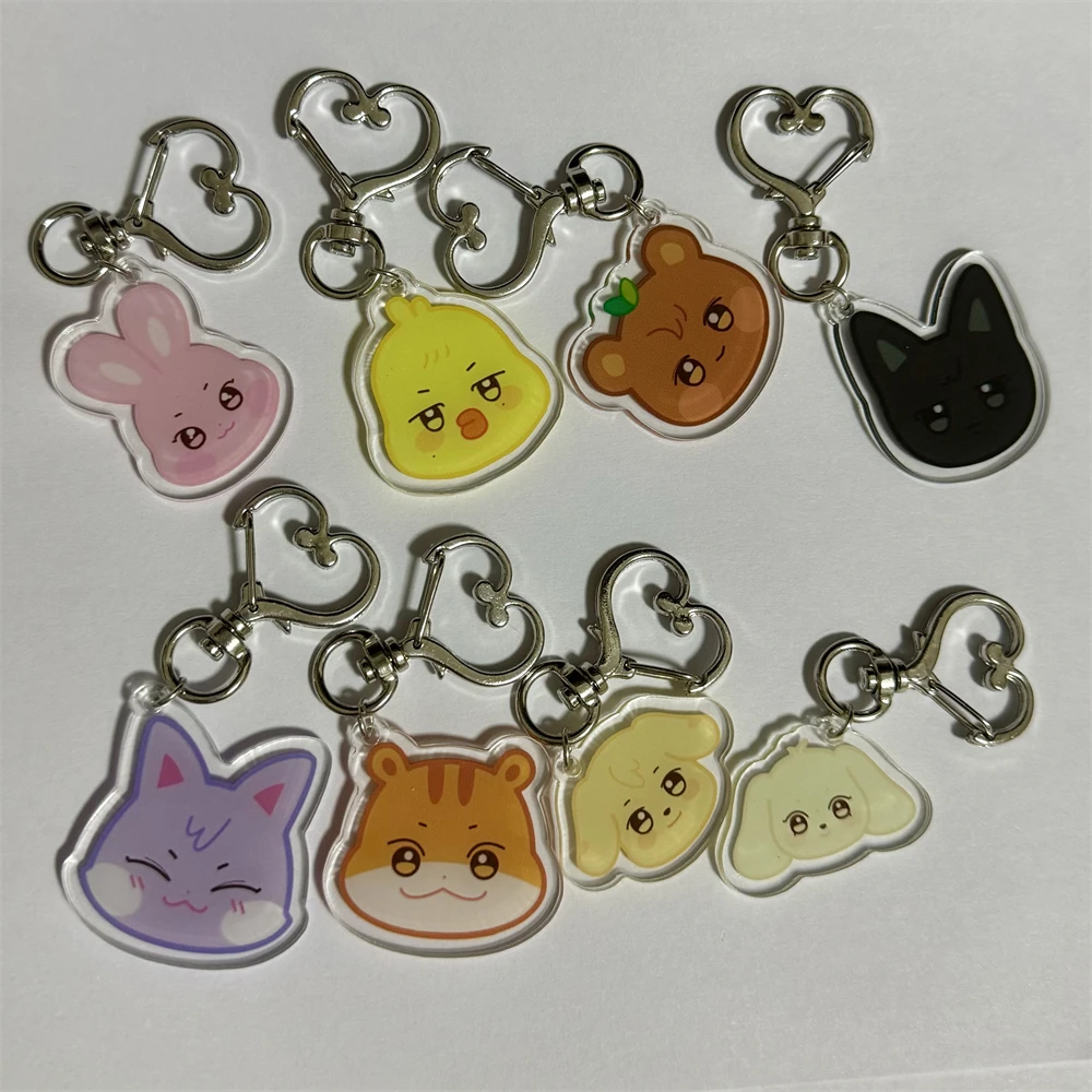 8pcs/set Kpop Ateez Aniteez Keychain Creative Pendant Keyring  Hongjoong Seonghwa Yunho Yeosang San Mingi Bag Pouch Accessories